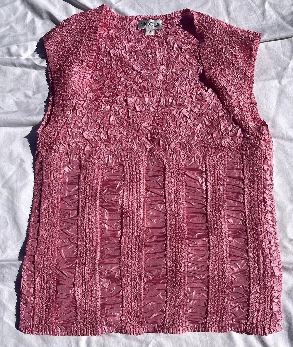 Y2K PInk Bratz Crepe Scrunch Sleeveless Blouse